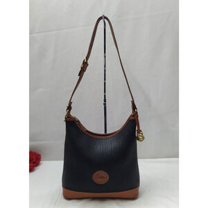 Dooney & Bourke Black Pebbled Leather Zipper Hobo Shoulder Bag -VTG Made in USA